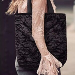 NWOT Victoria’s Secret Black Velvet Tote
